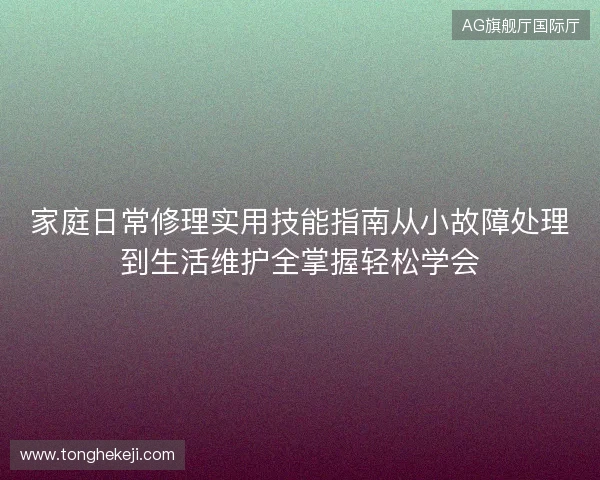 家庭日常修理实用技能指南从小故障处理到生活维护全掌握轻松学会