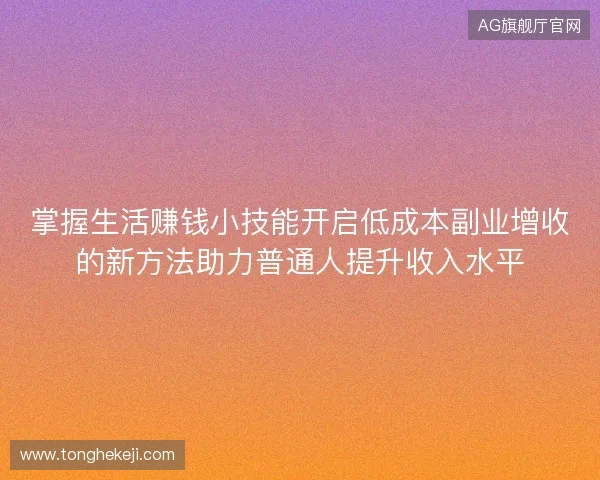 掌握生活赚钱小技能开启低成本副业增收的新方法助力普通人提升收入水平 掌握生活赚钱小技能开启低成本副业增收的新方法助力普通人提升收入水平